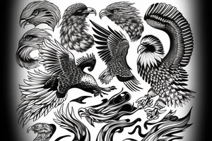 ocean waves with eagle tattoo idea