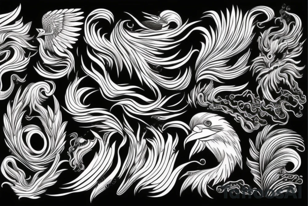 ocean waves with eagle tattoo idea