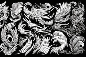 ocean waves with eagle tattoo idea