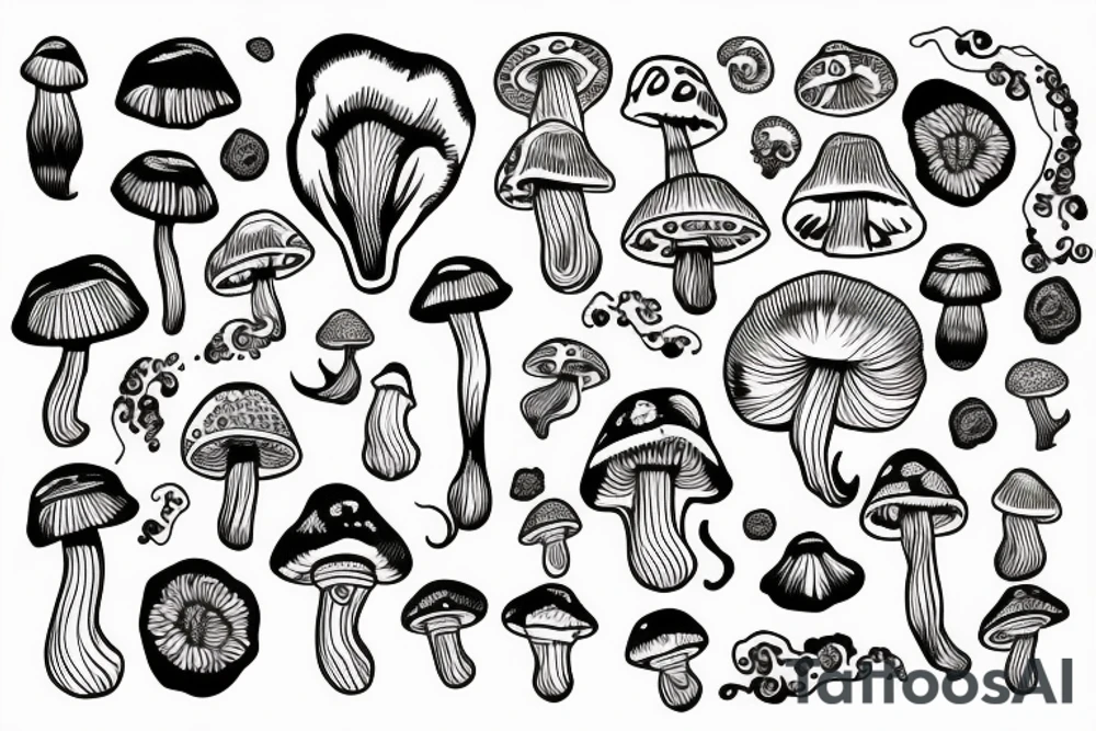 trippy shrooms tattoo idea
