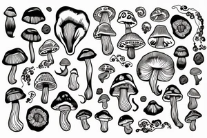 trippy shrooms tattoo idea