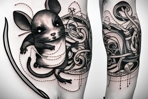Blind mouse hanging off of sword tattoo idea
