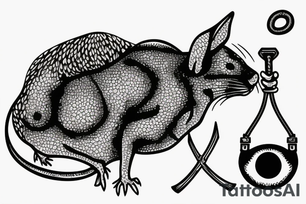 Blind mouse hanging off of sword tattoo idea