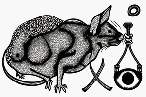 Blind mouse hanging off of sword tattoo idea