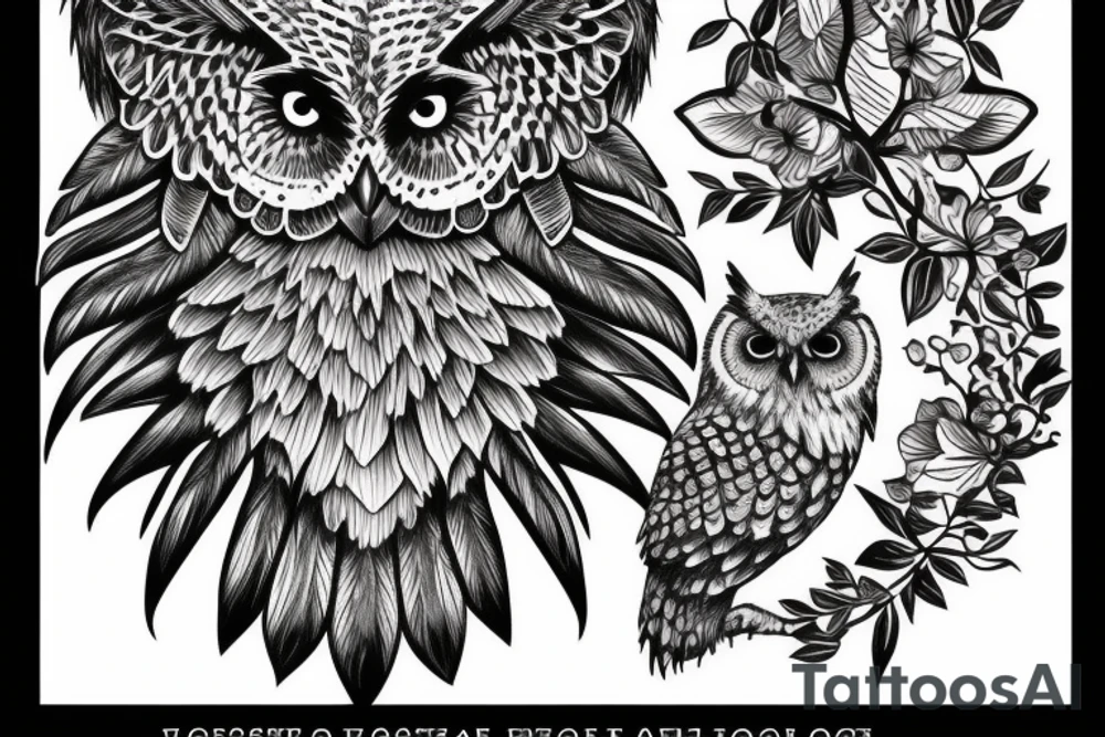 Forest eagle owl tattoo idea
