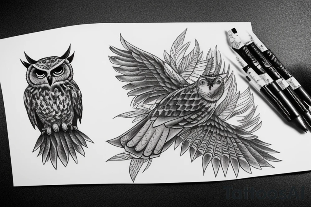 Forest eagle owl tattoo idea
