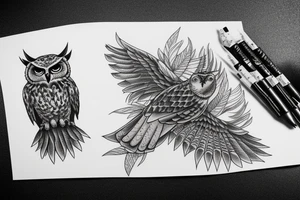 Forest eagle owl tattoo idea