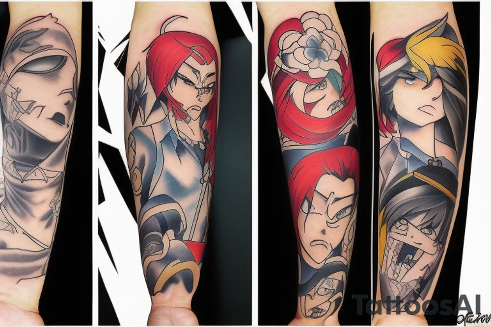 Anime tattoos depicting good and necessary evil tattoo idea