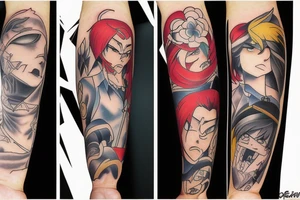 Anime tattoos depicting good and necessary evil tattoo idea