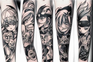 Anime tattoos depicting good and necessary evil tattoo idea