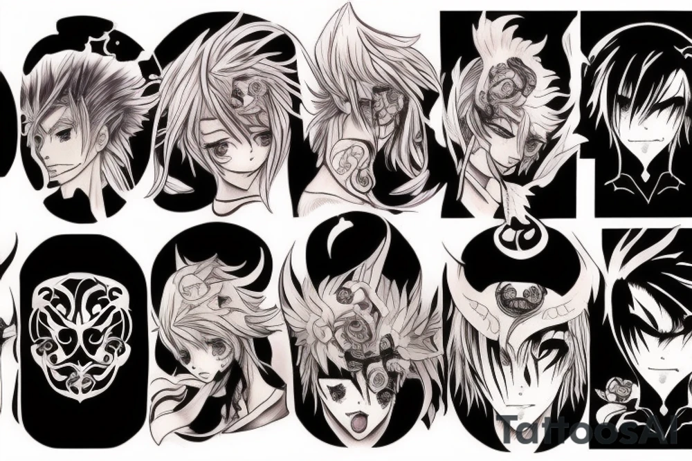 Anime tattoos depicting good and necessary evil tattoo idea