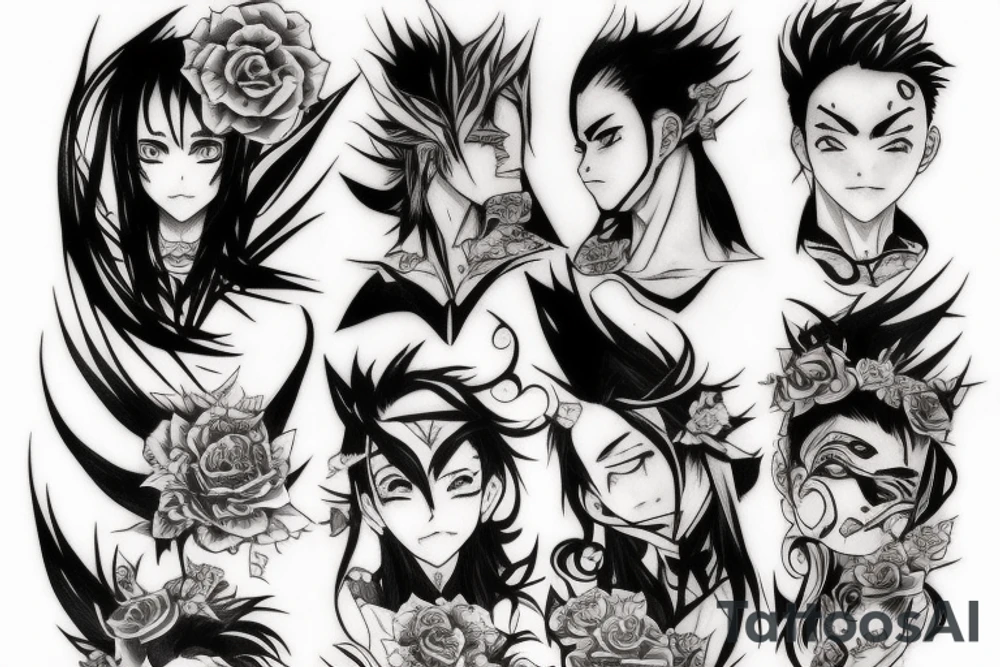 Anime tattoos depicting good and necessary evil tattoo idea