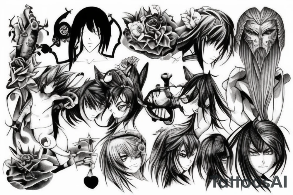 Anime tattoos depicting good and necessary evil tattoo idea