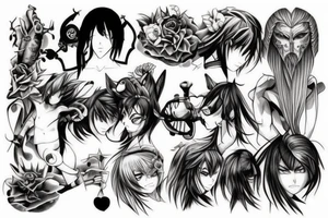 Anime tattoos depicting good and necessary evil tattoo idea