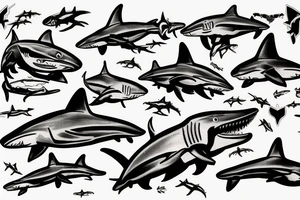 Scoop of Hammerhead sharks tattoo idea