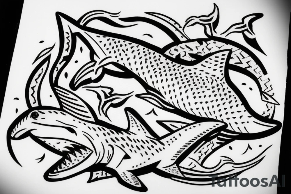 Scoop of Hammerhead sharks tattoo idea