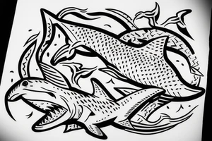 Scoop of Hammerhead sharks tattoo idea