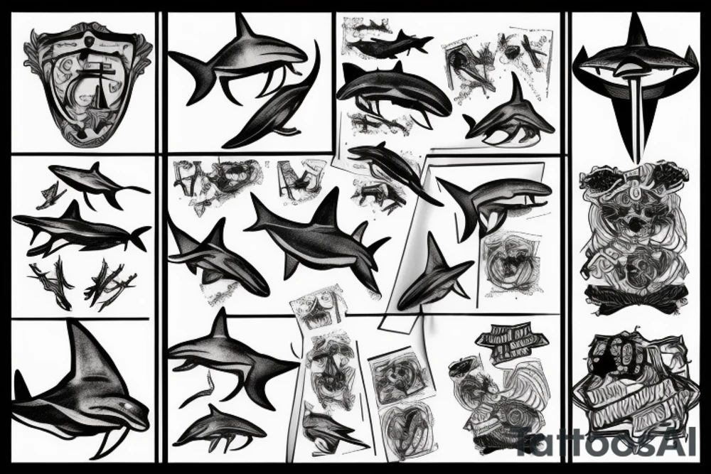 School of Hammerhead sharks tattoo idea