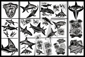School of Hammerhead sharks tattoo idea