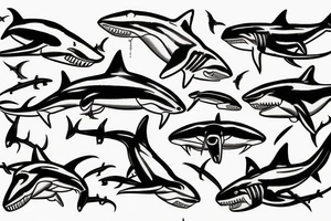 School of Hammerhead sharks tattoo idea