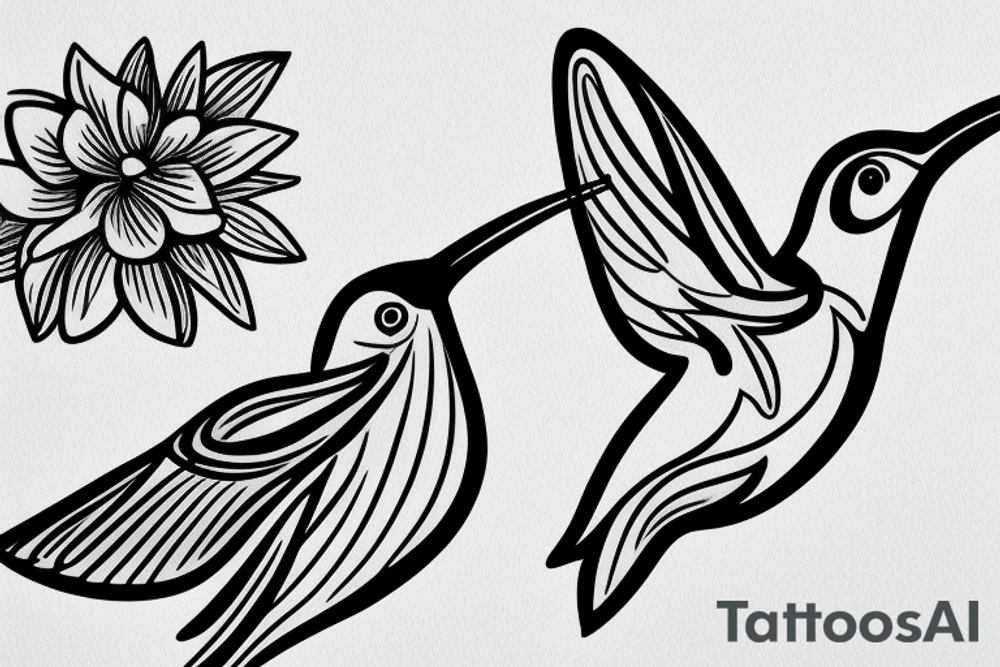 humming bird with flowers tattoo idea