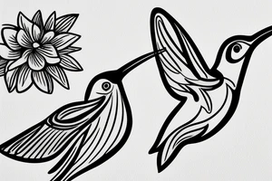 humming bird with flowers tattoo idea