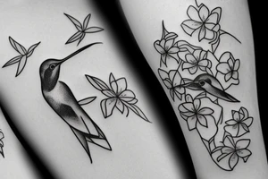 humming bird with flowers tattoo idea