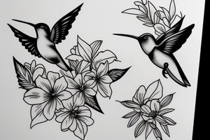 humming bird with flowers tattoo idea