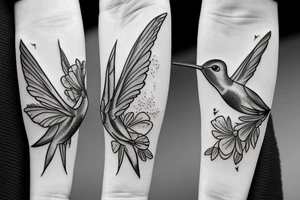 humming bird with flowers tattoo idea