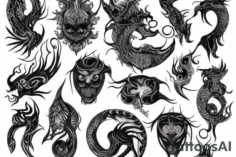 uroboros with flames tattoo idea