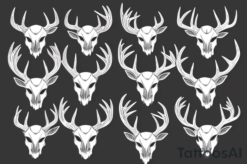 Deer head Half deer skull half real, arrow going down in-between the head tattoo idea
