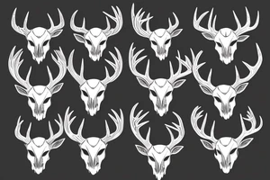 Deer head Half deer skull half real, arrow going down in-between the head tattoo idea