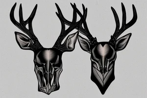 Deer head Half deer skull half real, arrow going down in-between the head tattoo idea