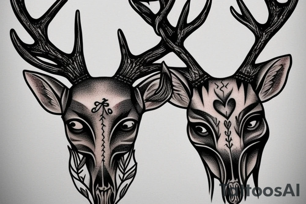 Deer skull tattoo idea