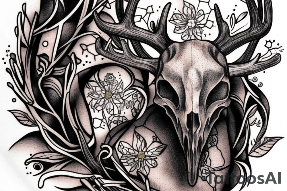 Deer skull tattoo idea