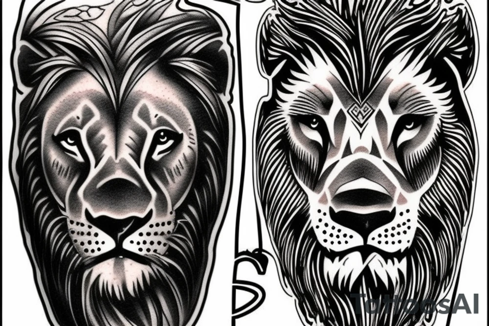 Lion walking tattoo idea