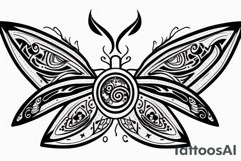 A moth with a crescent moon on it tattoo idea