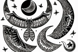 A moth with a crescent moon on it tattoo idea