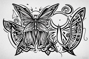 A moth with a crescent moon on the centre of the body tattoo idea