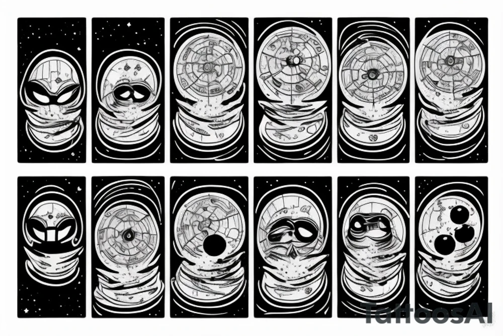A death star with a crescent moon on it tattoo idea