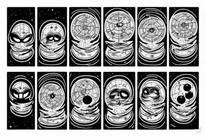 A death star with a crescent moon on it tattoo idea