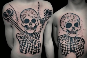 i want a skeleton with afro hair dancing and playing violin tattoo idea
