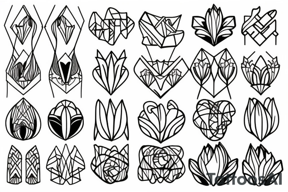 Geometric Tulips tattoo idea