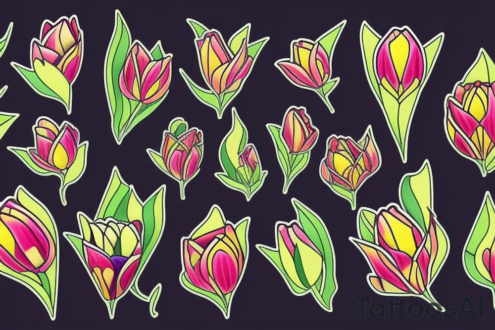 Geometric Tulips tattoo idea