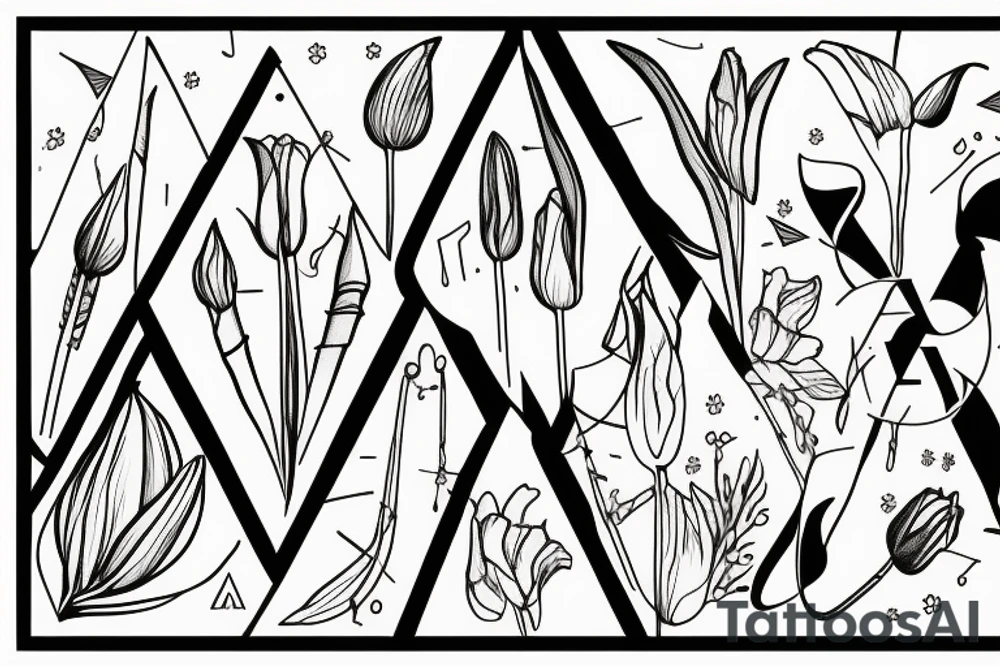 Arrow triangle Tulips tattoo idea