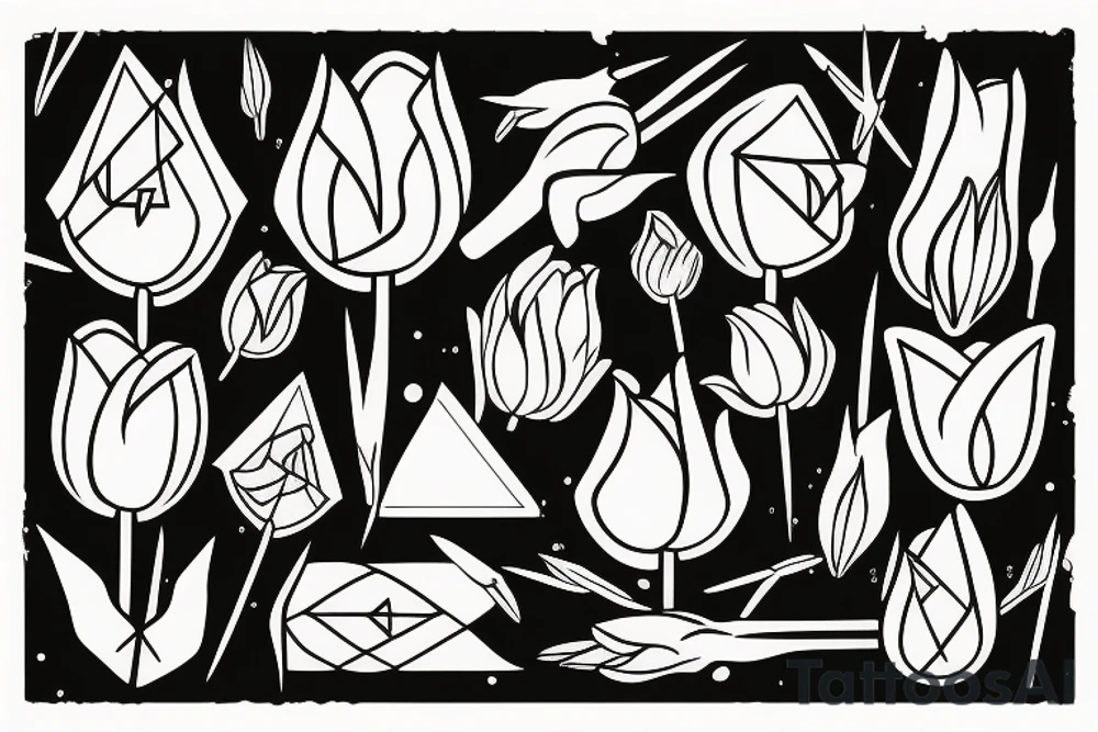 Arrow triangle Tulips tattoo idea