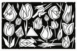 Arrow triangle Tulips tattoo idea