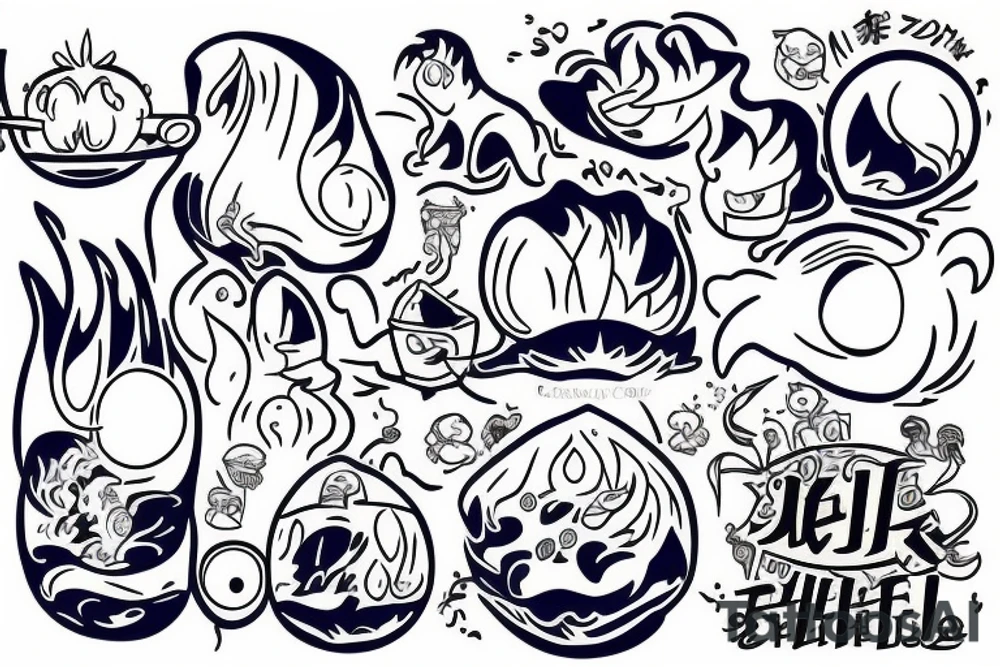 blue calcifer tattoo idea