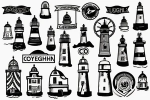 stylized copenhagen municipality logo with lighthouses tattoo idea