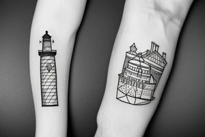 stylized copenhagen municipality flag 
with lighthouses tattoo idea